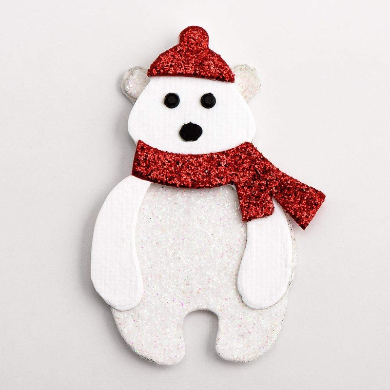 Glitter Polar Bears Christmas Craft Decorations (Pack of 6)