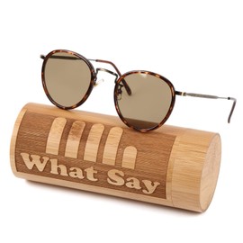 What Say Color Lens Oval Antique Frame Sunglasses Vintage Asian Fit Trend UV400 Men Women with Soft & Hard Case (Brown/Leopard Antique Gold)