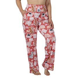 BRIEF INSANITY Lounge Pajama Pants for Men and Women| Orange Kitten Stickers Bottoms - Comfy, Ultra Soft, Novelty Loungewear Pants (Kitten Stickers, Small)