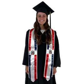 Cappe Diem Graduation International Flag Stole Embroidered Sash Study Abroad 72" (Dominican Republic)