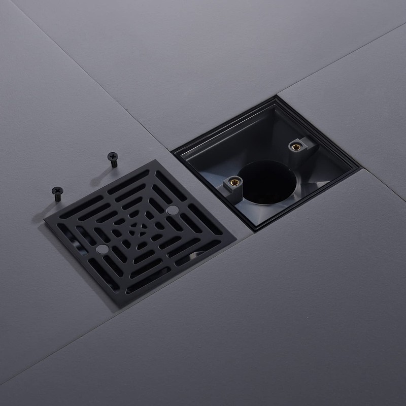 DEOKXZ 4-1/4 Inch Black Shower Drain Square, Base with Adjustable