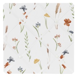 Sweet Jojo Designs Boho Floral Garden Flower Girl Fabric Bulletin Board Picture Memo Photo for Nursery Wall Bedroom Home Office Room Decor 13x13 Watercolor Bohemian Farmhouse Wildflower Vintage Shabby