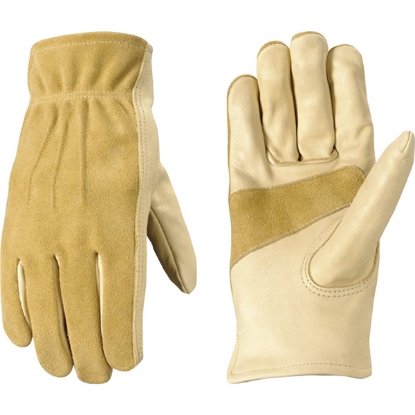 Women's Leather Work and Garden Gloves, Heavy Duty Grain Cowhide, Medium (Wells Lamont 1124M) , Tan