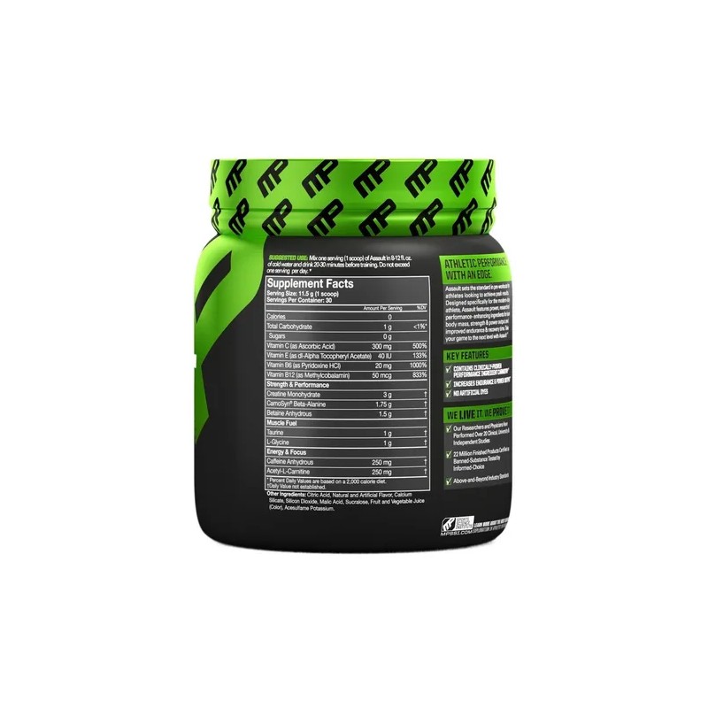 Pre Entreno Muscle Pharm Assault Black Label en Polvo