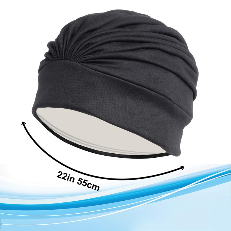 Polyester Latex Lined Pleated Women’s Swim Bathing Turban - Navy