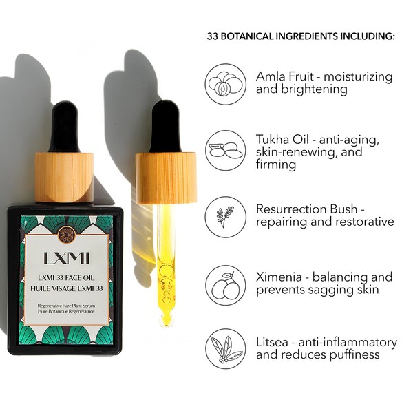 LXMI 33 Face Oil - Plant-Based Skincare Powered by 33 Rare, Regenerative and Nourishing Botanicals - Anti-aging, Detoxifying, Multi-correctional