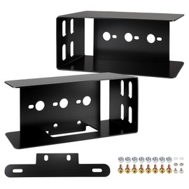 Partsam 1 Set Rectangle Black Trailer Tail Light Mounting Box Left Right and License Plate Bracket Guard Cover Heavy Duty Steel S45C 1045 with Screws for Trailers Under 80" Boat Truck Marine Camper RV