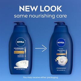 NIVEA Nourishing Care Body Wash with Nourishing Serum, 30 Fl Oz Pump Bottle
