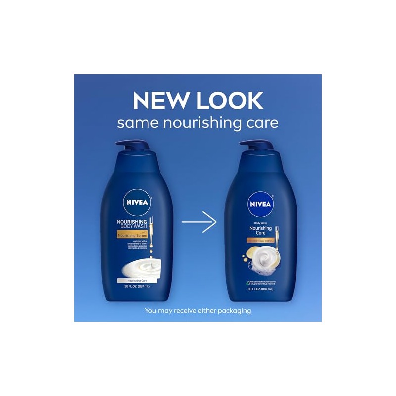 NIVEA Nourishing Care Body Wash with Nourishing Serum, 30 Fl