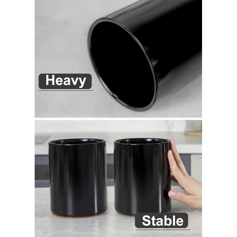 Nucookery Utensil Holder, 6.4" Ceramic Kitchen Utensil Holder with Countertop-Protection