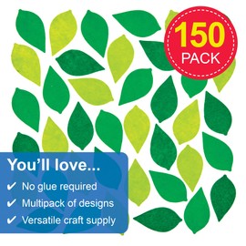 Baker Ross FX962 Felt Leaf Stickers - Pack of 150, Felt Stickers for Kids Crafts