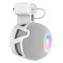 VOMA HomePod Mini Wall Mount Holder, Outlet Mount Stand with in-Built Cable Management System, No Screw or Drilling Needed, Excellent Space Saving Accessory White