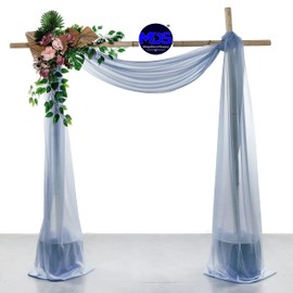 MDS Pack of 1 Panel (30" Width x 30ft Long) Wedding Arch Draping Fabric Sheer Chiffon Arbor Canopy Drapery for Wedding Ceremony Reception Decoration Party Ceiling Backdrop Curtain Swag - Dusty Blue