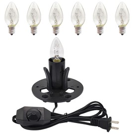 New Orange Heart Himalayan Salt Lamp Cord with Dimmer Switch and Bulbs, 6FT Original Replacement Cord with Base Assembly 3.35 Inches, 6-Pack 15 Watt E12 Halogen Salt Lamp Bulbs for Salt Rock Lamp