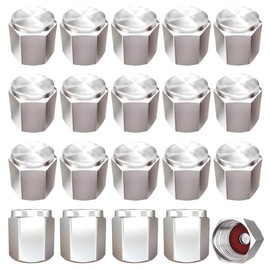 Brass Tire Valve Stem Caps - Metal Tire Stem Cover with Rubber O-Ring, Hexagon Car Wheel Tire Valve Cap Dust Proof Covers, Corrosion Resistant Leak-Proof Tire Air Caps, Universal for Most Cars (20PCS)