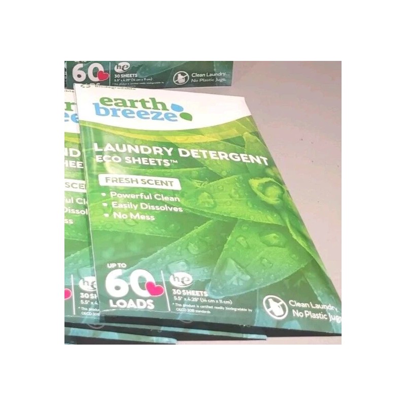 Earth Breeze Laundry Detergent Sheets Fresh Scent 1 X 30
