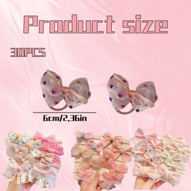 PGKDYC 30Pcs Dog Bows & Hair Clips Set - Assorted Fabric Pet Hair Accessories for Collars, Topknots & Grooming, 6cm Handmade Bows for Puppies, Cats & Long-Haired Pets (Durable & Fashionable Design)