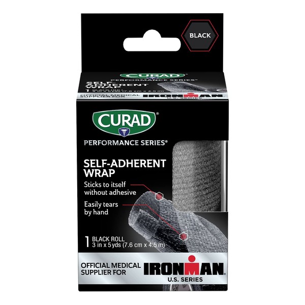 CURAD Performance Series Ironman Self-Adherent Wrap, Black, 3" x 5 yds
