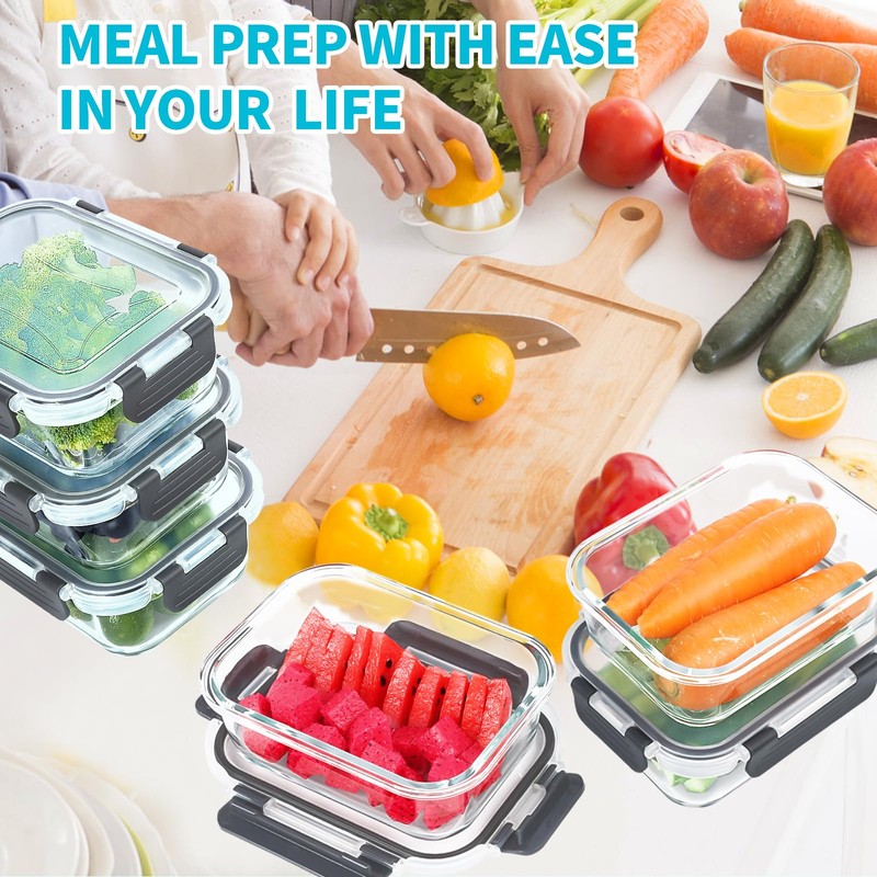 Skroam 10 Pack Glass Meal Prep Containers, 22 OZ Glass