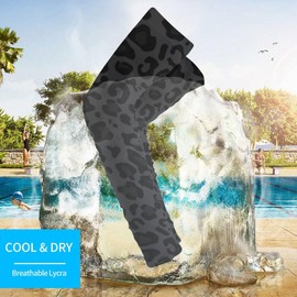 QiErDesign Black Leopard Sports Compression Arm Sleeves for Men & Women - Youth Arm Sleeve Baseball - Volleyball Sleeves & Basketball Sleeve