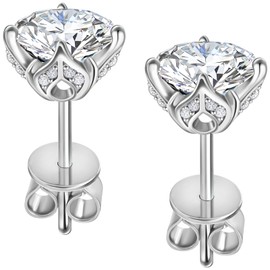 Moissanite Earrings Studs Earrings for Women Sterling Silver Stud Earrings Sensitive Earrings For Women Hypoallergenic Gift for Mom on Mother's Day ABSOLUTE