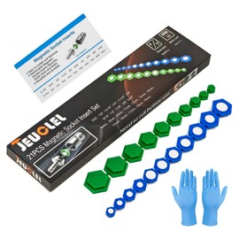 JEUCLEL 21PCS Magnetic Socket Insert Adapter Set with Hexagon Profile, 10 SAE Sizes (5/16-7/8 inch) and 11 Metric Sizes (8-19mm), for Efficient and Easy Work