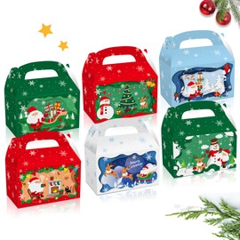 QYCX 12 Pcs Christmas Candy Boxes Christmas Party Decorations Christmas Gift Boxes Snowman Reindeer Xmas Tree Christmas Cookie Boxes Party Favor Treat Box Goodie Box for Christmas Xmas Party Supplies