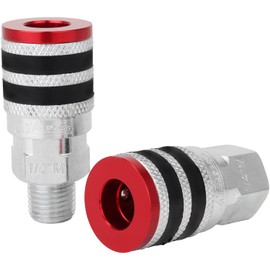Colorfit by Milton Coupler & Plug Kit (M-Style) with Rubber Bumpers – 1/4" NPT Quick Connect Hose Fittings for Air Tools & Compressors - 3-Piece