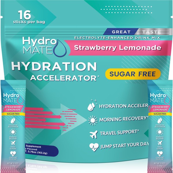 NatureWorks HydroMATE Electrolytes Powder No Sugar Strawberry Lemonade Sugar Free