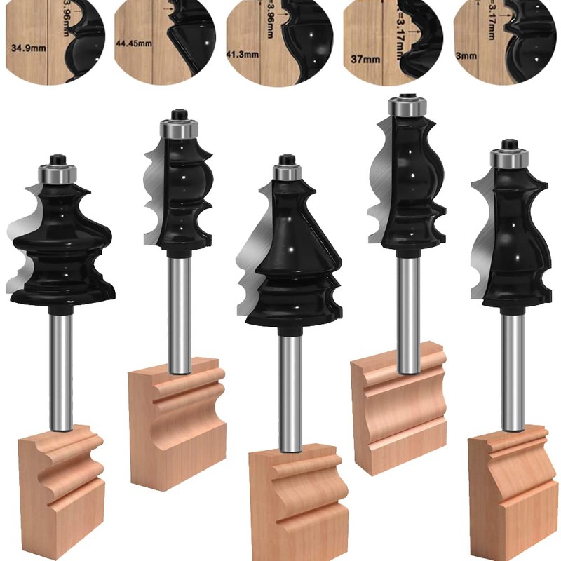 MAYLINE Router Bits Sets 1/4 Inch Shank 5 PCS, Woodwork