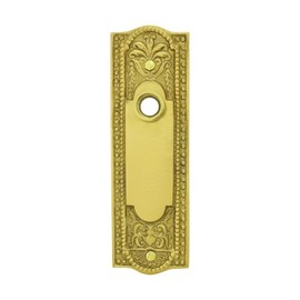 Renovators Supply Manufacturing™ Victorian Solid Brass Door Plate Without Keyhole for Knob or Lever, Beaded Design – 7 1/4" H