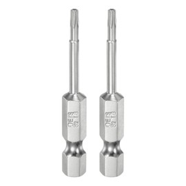 HARFINGTON 2pcs T8 Security Torx Bit 1/4" Hex Shank 2" Long S2 Steel Magnetic Tamper Resistant Star Bits Screwdriver Torx Head with Hole for Driver Drill Bits Remove Fastening Screws