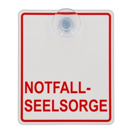 Suction Cup Sign Emergency Seelsorge Acrylic Sign 3 mm with Suction Cup 30 mm Approx. 10 x 12 cm for Window Inner Mounting