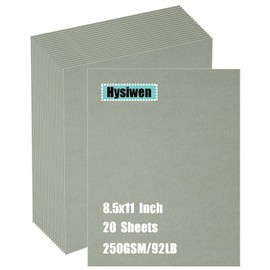 Hysiwen 20 Sheets Gray Color Cardstock 8.5 x 11 Inches, 250gsm/92 lb Thick Craft Paper for Making Cards, Invitations, Paper Crafts or Drawing