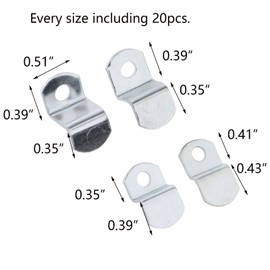 T Tulead 80PCS Offset Canvas Clips Iron Canvas Clips Z Brackets Mirror Mounting Clips Picture Frame Fixing Supporting Clips 4 Sizes (1/8 Inch, 1/4 Inch, 3/8 Inch, 1/2 Inch)