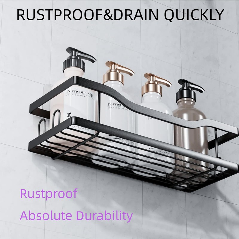 Shower Caddy, 2-Pack Adhesive Shower Organizers Shelves, No Drilling Rustproof