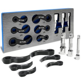 ZKTOOL 9PC Pry Bar Wrench Adaptor Head Kit,Crowbar Adapter Head Tools, Half Shaft Removal Car Repairing Tools with Extension Bar for Tight Spaces, Includes 1/2" 3/8" 1/4" D 4pt/8pt (Square) Profile