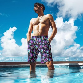 Jellyfish Mens Swim Trunks with Compression Liner Quick Dry Zipper Pocket Bathing Suit for Beach Summer Medium