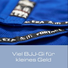 Ju-Sports BJJ Starter Gi Fortaleza Blue + BJJ Belt White I Lightweight & Solid Brazilian Jujutsu Suit for Beginners I BJJ Gi Men I 100% Cotton, blue