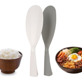 Extra Long Rice Paddle Spoon Scooper Spatula Safe Non Stick Standing Kitchen Cookware Tool Heat Resistant Rice Cooker Spoon Server Made in Korea (White)