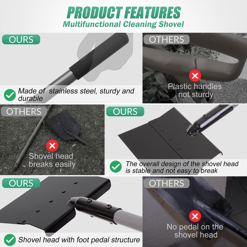 Suchtale Garden Flat Shovel Scraper, Heavy Duty Multifunctional Outdoor Cleaning
