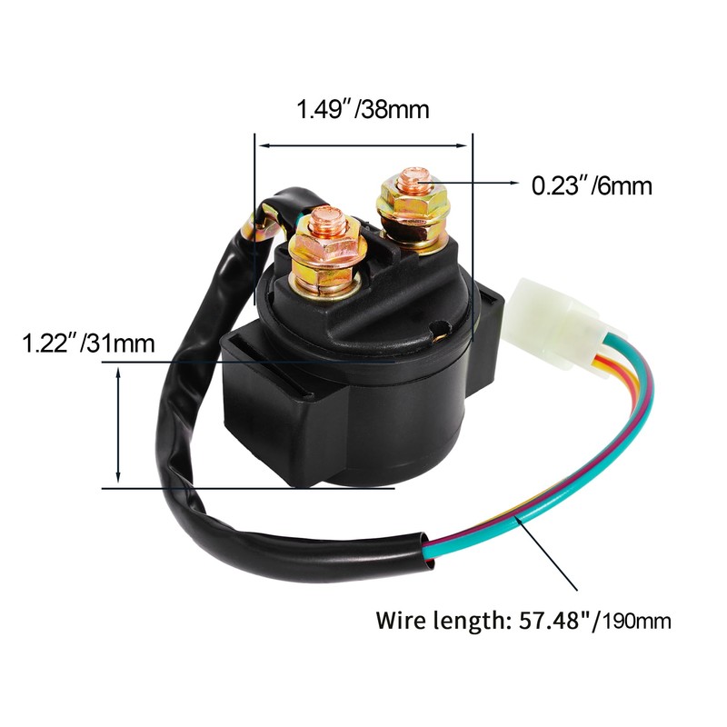 RUHUO Starter Solenoid Relay 12V GY6 4-Stroke Engine 50cc 70cc