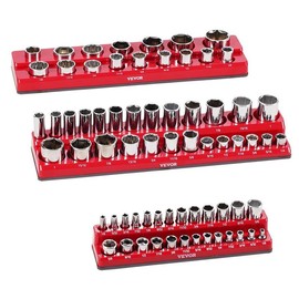Magnetic Socket Organizer Set 8PCS Socket Trays Blue & Red for Metric SAE  Socket Organizers  Magnetic and non-magnetic:_Magnetic【 British system】Set of 3 Red