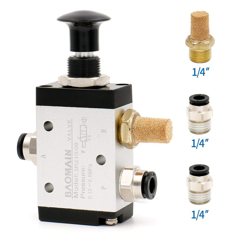 Baomain Pneumatic Air Hand Solenoid Valve 3 Way 2 Position
