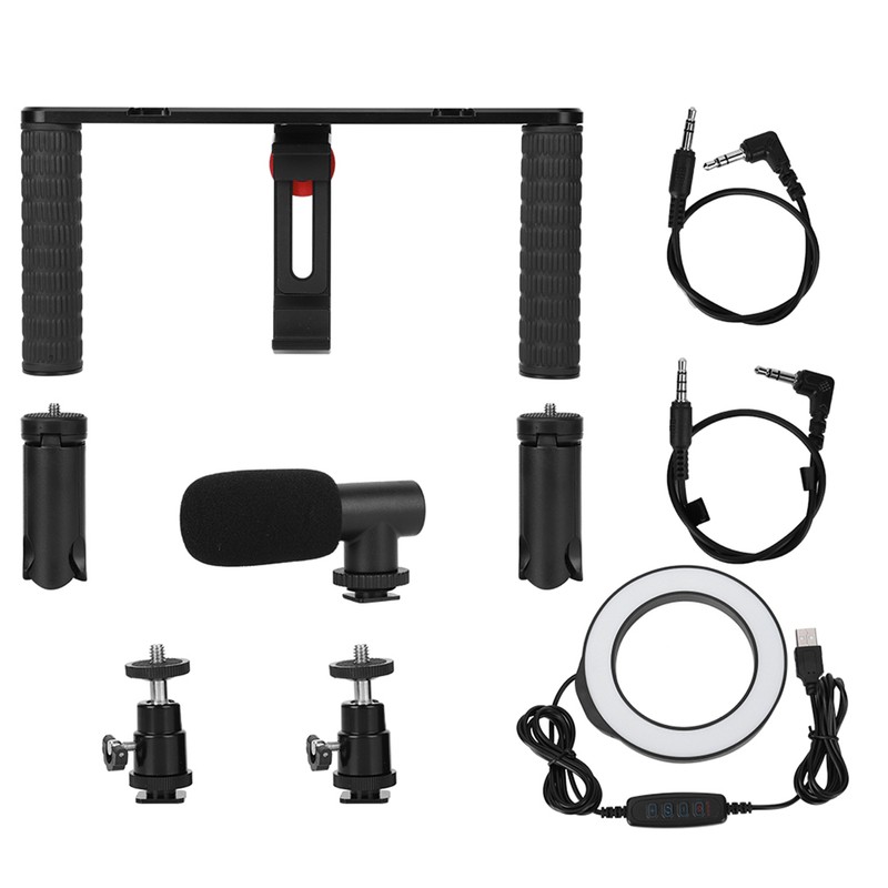 PULUZ Rabbit Cage Tripod Metal Mount with Ring Light Mic