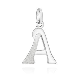 NKlaus Pendant Letter 925 Silver Partially Matt Rhodium-Plated 15 x 9 mm Alphabet Amulet, Sterling Silver