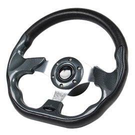 GONMOT 12.5" D-Shaped Boat Steering Wheel with 3/4“ Tapered Shaft, Carbon Fiber Axle Marine Steering Wheel for Seastar and Verad, etc. for Marine Boats, Vessels, Yacht, Pontoon Boat