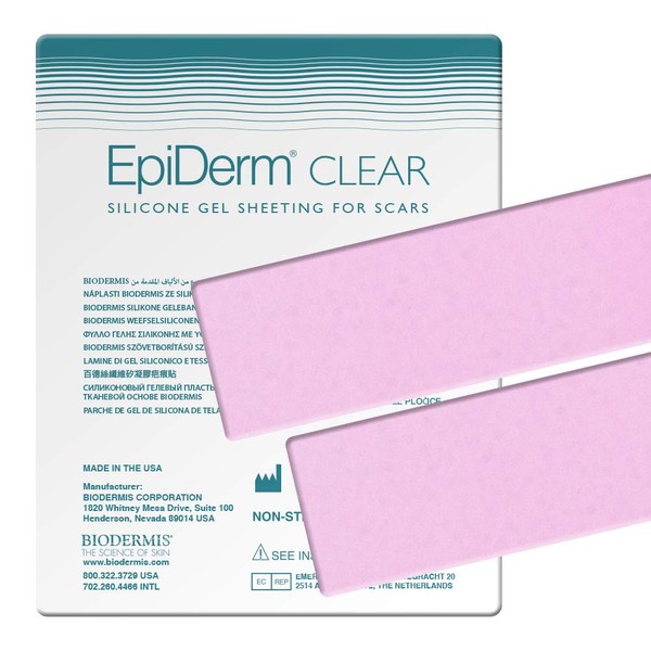 Epi-Derm Long Strip - 1.4 x 11.5 in - (1 Pair) (Clear) Silicone Scar Sheets from Biodermis