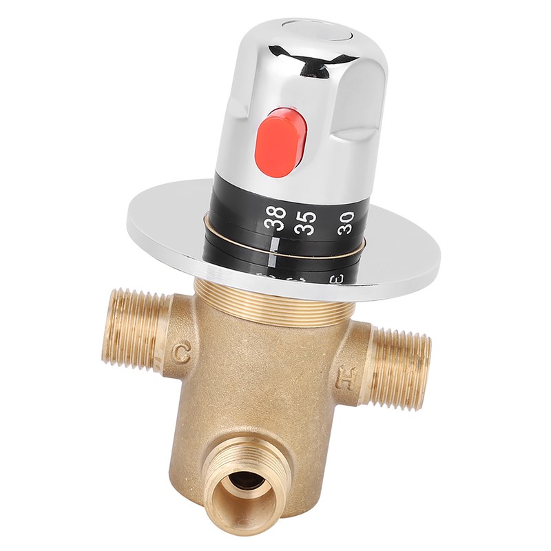 G1/2in 3 Way Brass Thermostatic Mixing Valve Faucet Temperature Mixer