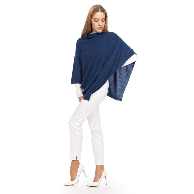 Marine Cashmere - Cashmere Blend Poncho for Women Delicate and